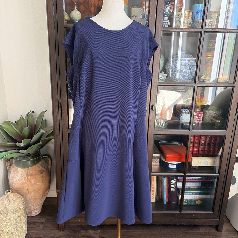 Halogen for Nordstrom, Navy Ribbed Jersey A Line Dress, size 20